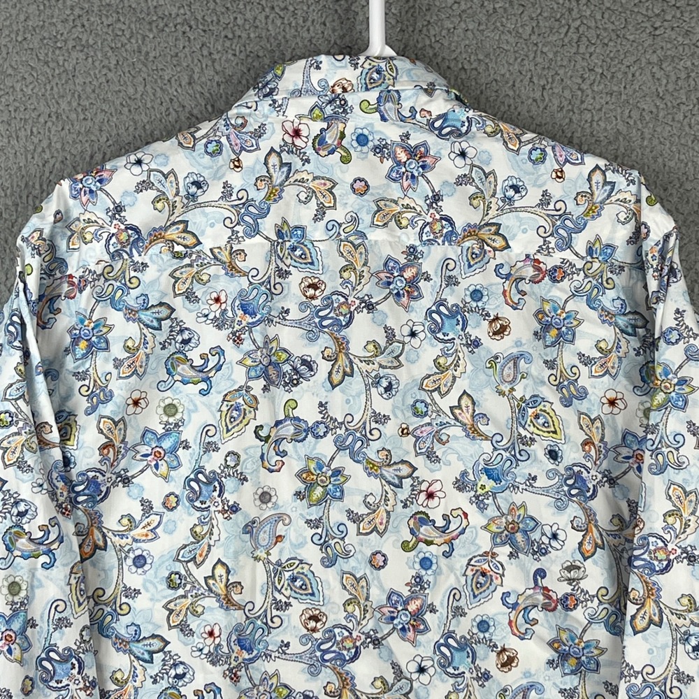J Lawrence Khakis of Carmel Mens XL white Paisley AOP Floral Cotton Shirt Italy - Picture 7 of 15